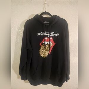 👅GUC Torrid "The Rolling Stones Hoodie" w/Leopard🐆 Print Tongue👅 Black🖤 Sz 1